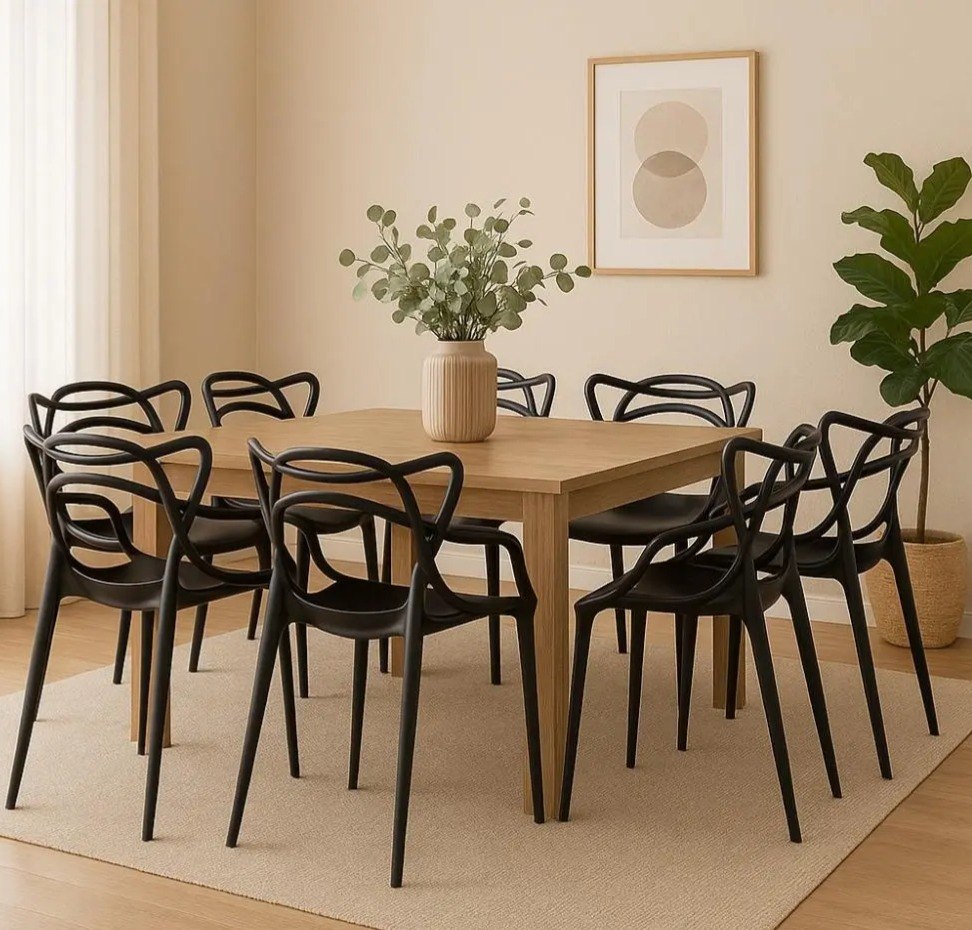 Kit 8 Cadeiras Allegra Sala Jantar Jardim Cozinha La Mobilia Estrutura Da Cadeira Preto