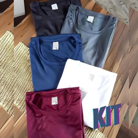 Kit 5 Camisetas Básicas Masculina Dry Fit Lisa Tradicional 