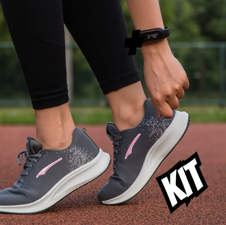 Tenis Academia Feminino Leve Macio Corrida + Relogio (Grafite, BR, Adulto, Numérico, 34)