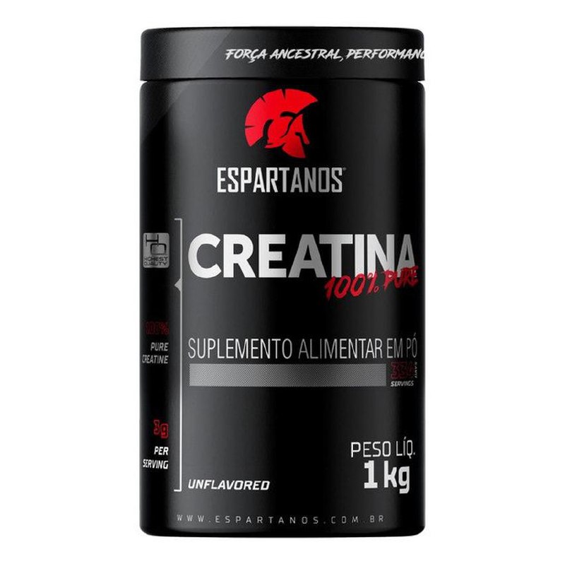 Creatina Pó 100% Pura Monohidratada Espartanos 1kg Aprovada Sabor Neutro Sem Sabor
