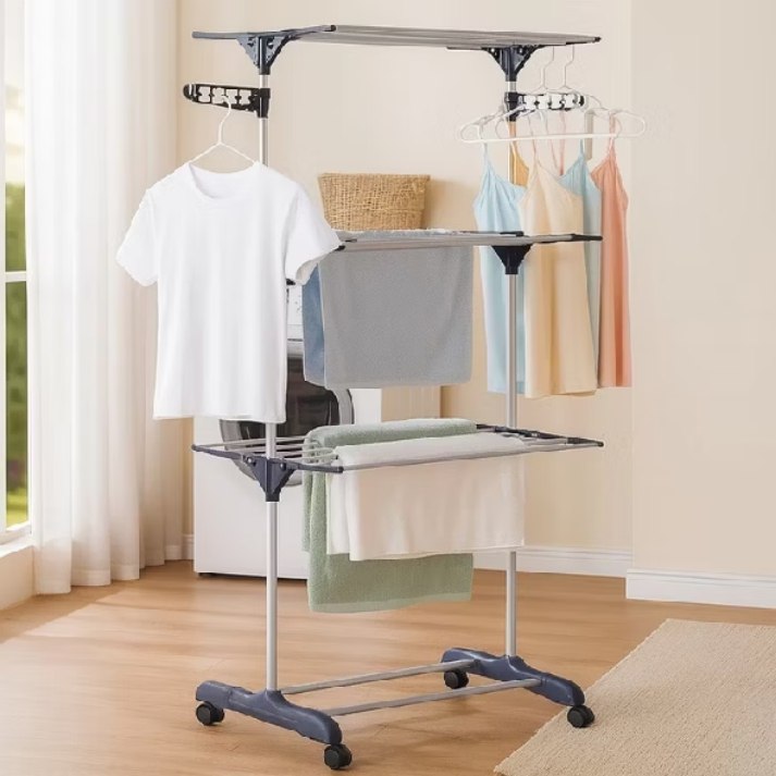 Varal De Chão Roupa Calcinha Grade 3 Andares Dobrável Portátil