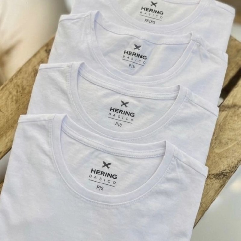 Kit 5 Camisetas Feminina Manga Curta Branca Hering Branco Liso M
