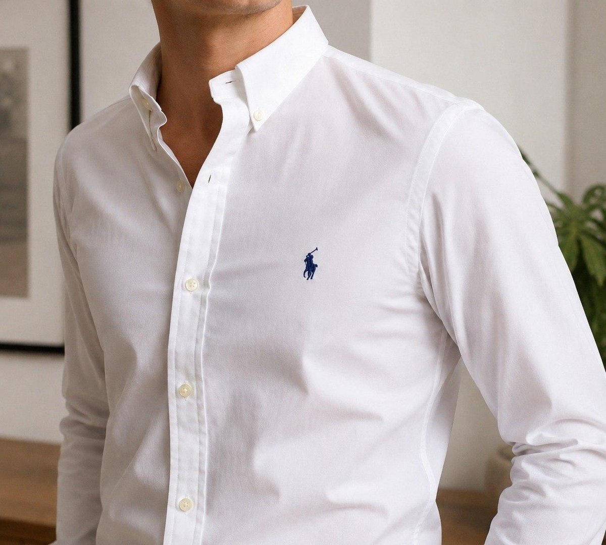 Camisa Masculina Ralph Lauren Custom Fit Branca