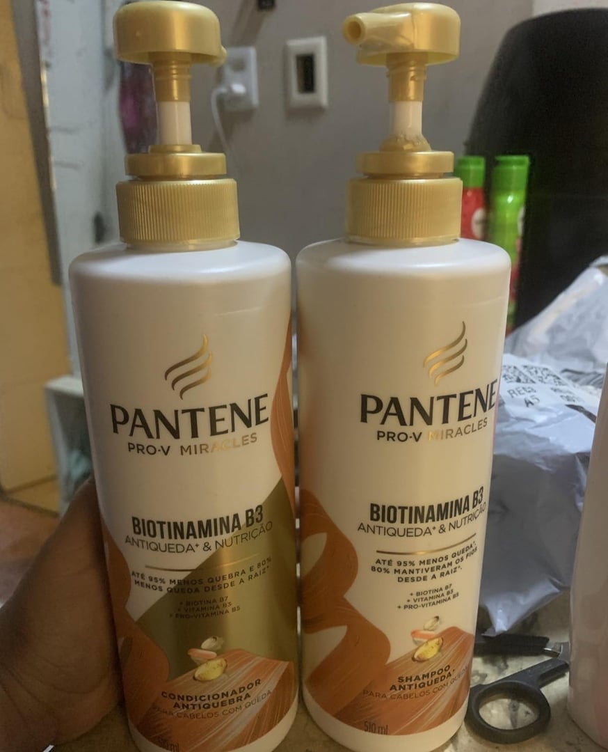 KIT Shampoo + Condicionador Pantene Antiqueda e Nutrição Biotinamina B3 510ml
