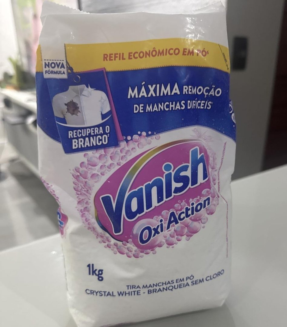 Tira Manchas Vanish em Pó Crystal White Oxi Action para roupas brancas Refil Econômico 1kg