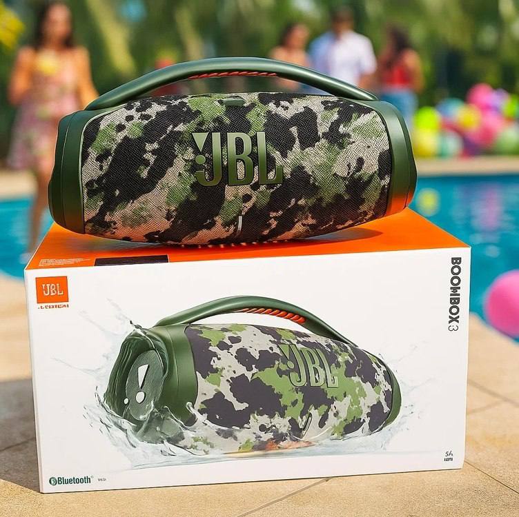 JBL, Caixa de Som, Boombox 3, Bluetooth, À Prova D'água e Poeira - Camuflada