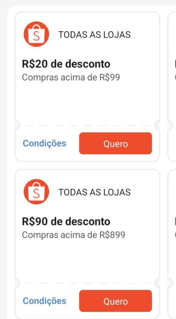 Cupons Liberados - Shopee