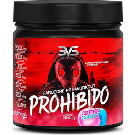 Pré Treino Prohibido 360g - Sabor: Cotton Candy - Fórmula Exclusiva Com 8 Ingredientes Con...