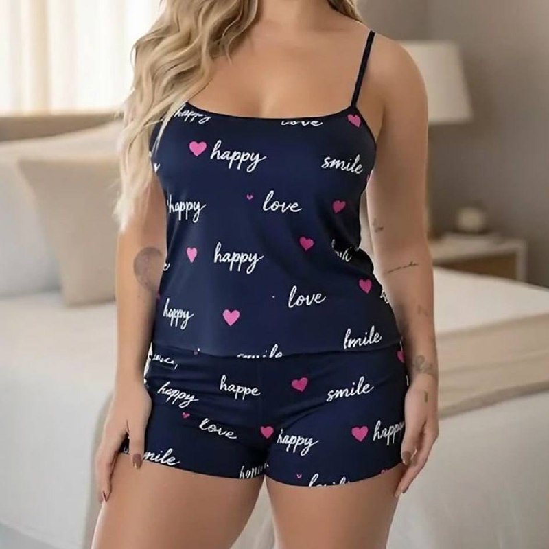 Kit 4 Peças Pijama Feminino Baby Doll 2 Shorts + 2 Blusas