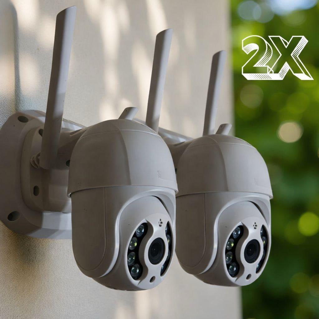 Kit 2 Câmera Segurança Ip Interna Externa Wifi Icsee Infravermelho Prova Dágua - Hw Branco