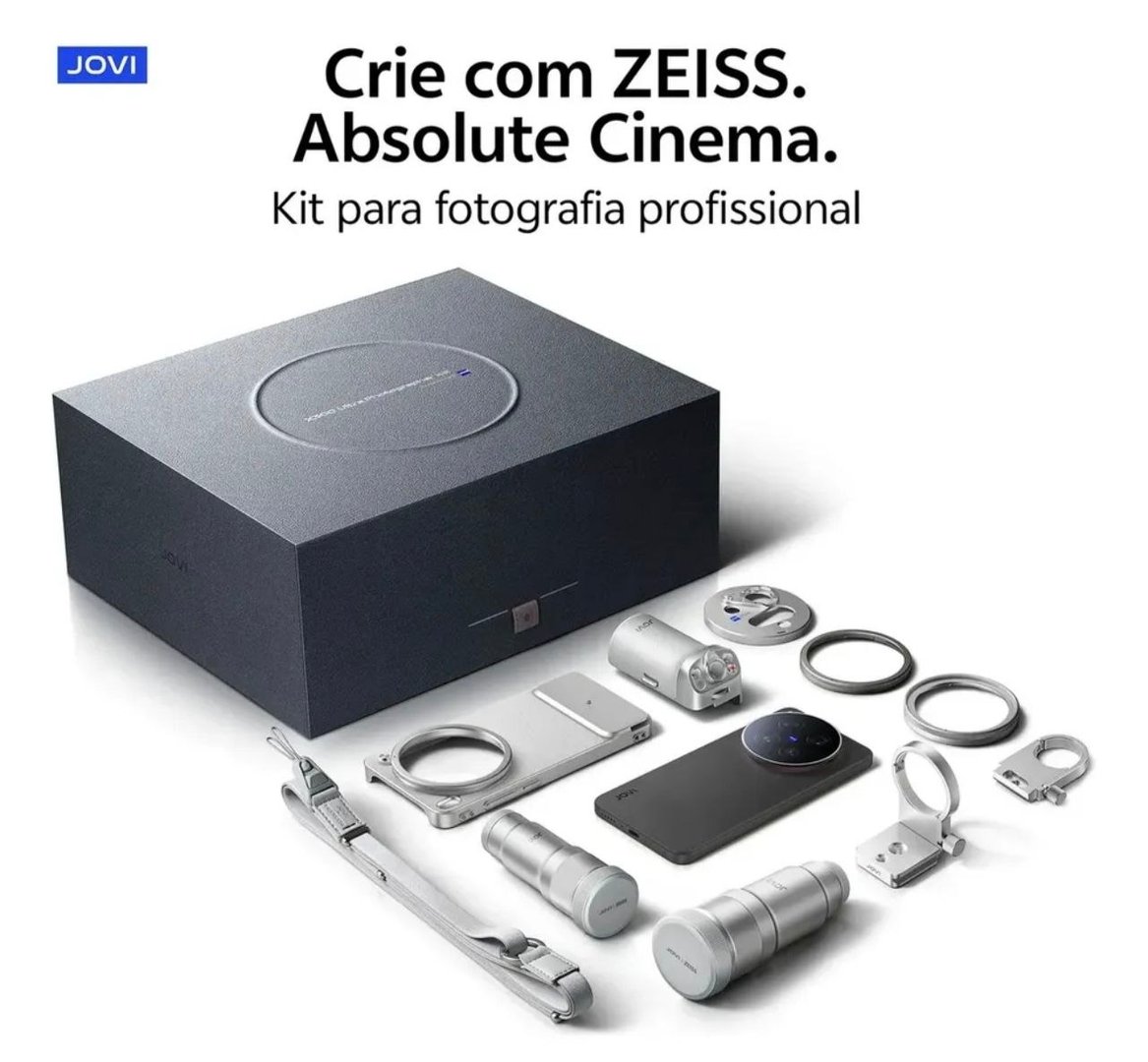 Smartphone JOVI X300 Ultra na cor Preto Volcano acompanhado de kit profissional com lentes, adaptadores, alça e caixa de luxo