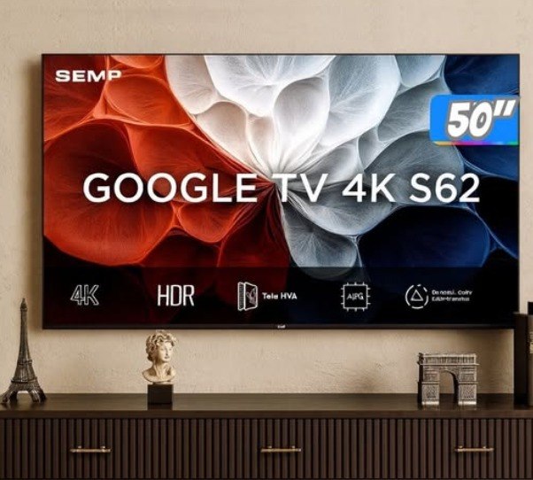 Smart TV 50" SEMP 4K UHD LED 50S62 Google TV AiPQ Google Assistente 3 HDMI