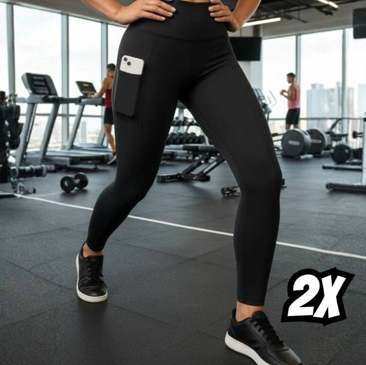 Kit 2 Calças Legging Feminina Grossa Cintura Alta Com Bolso