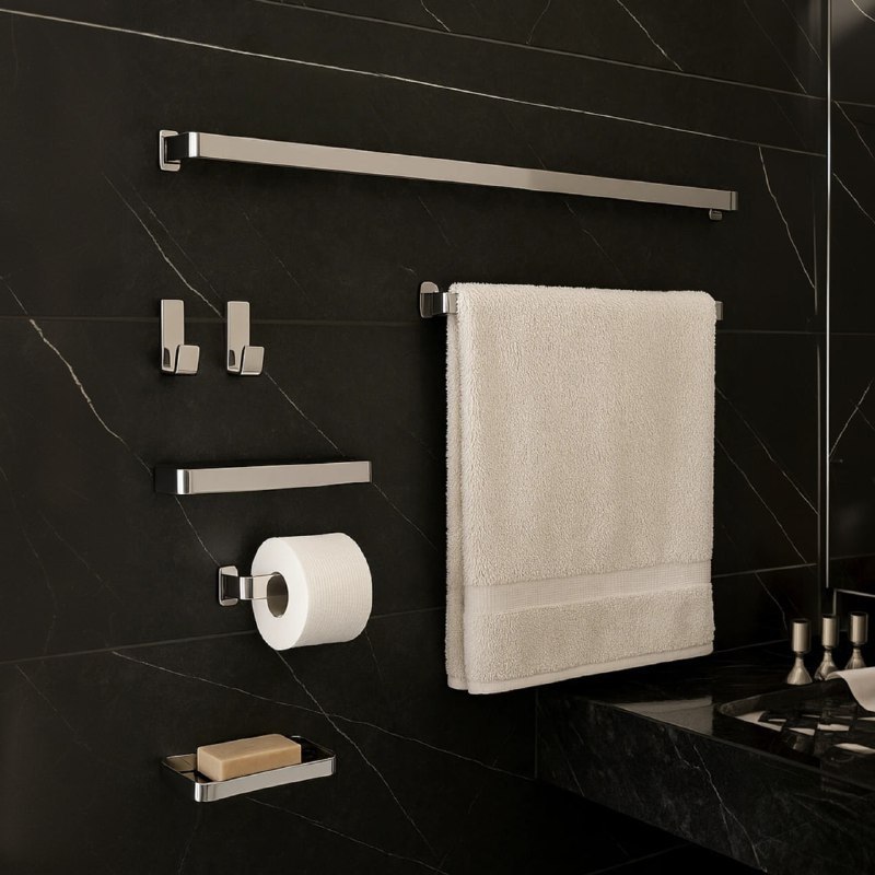 Kit Acessorios Para Banheiro 6 Peças Quadrado Cromado