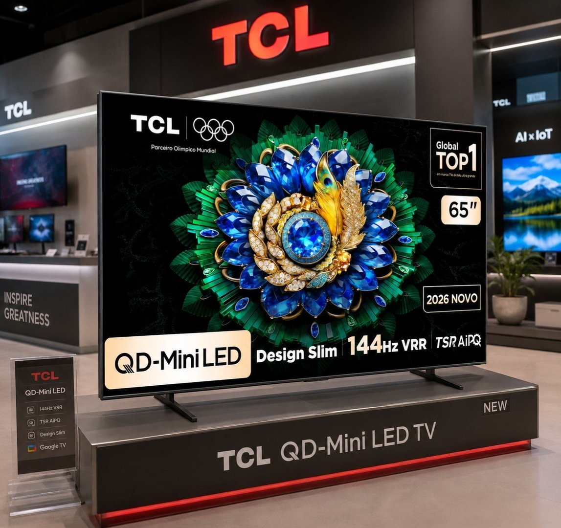 Smart TV 65" TCL 2026 QLED Mini LED 4K A400M WiFi Bluetooth Google TV HDR10+ 144Hz Google Assistente Comando de voz