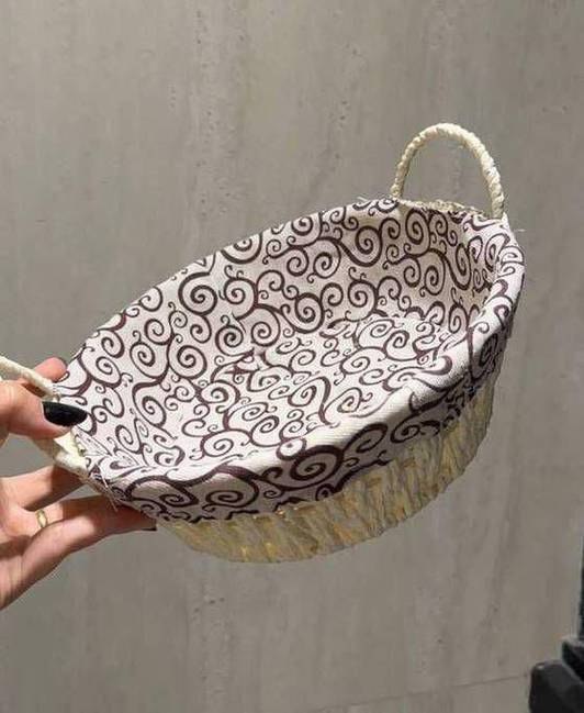 Cesto de Pão Redondo Retangular Oval Para Café da Manhã com Forro e Alça Lateral Cozinha M...