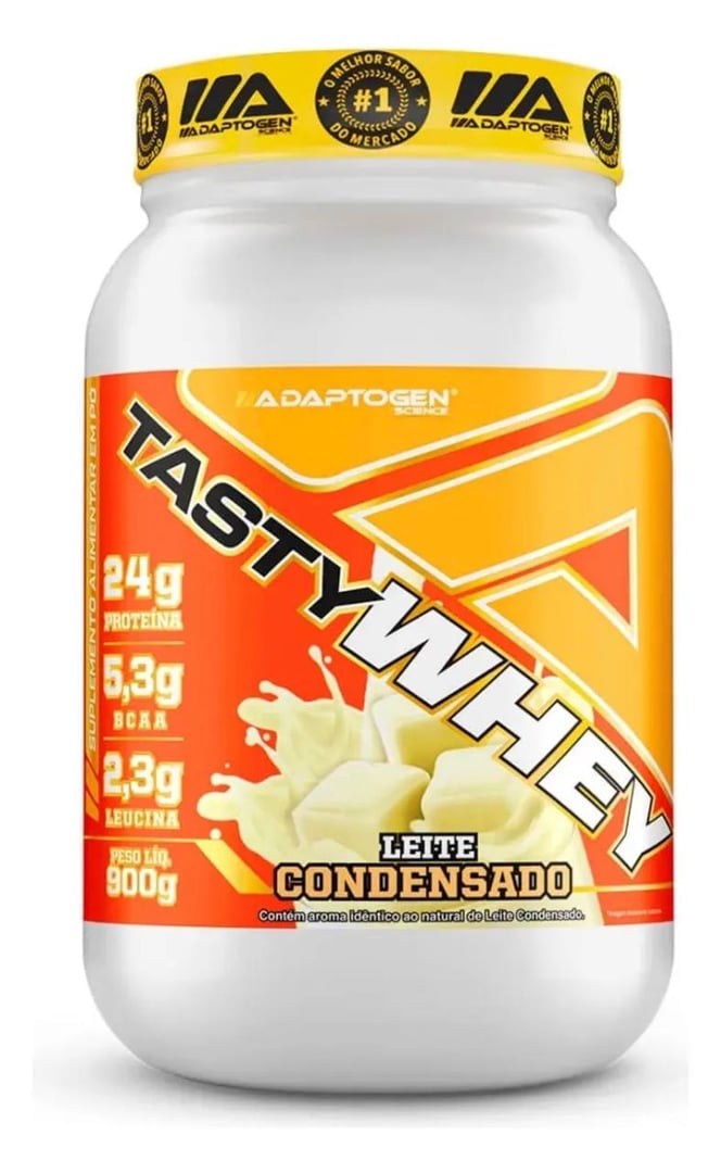 Proteína Adaptogen Science Tasty Whey Gourmet em pó sabor Leite condensado x 900g