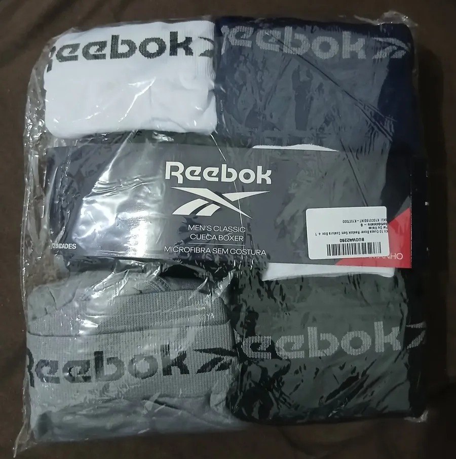 Kit 10 Cuecas Boxer Reebok Sem Costura Microfibra - Tam. P ao GG