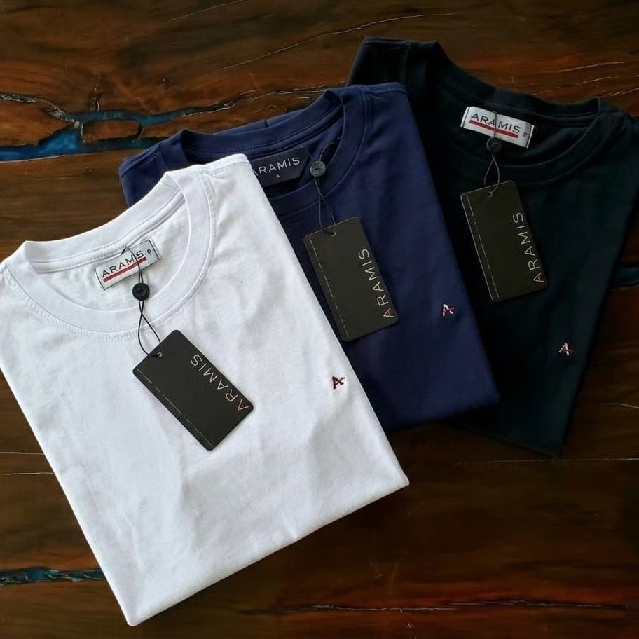 🤓Kit Camisetas Aramis Basic Lisa Preta/branca