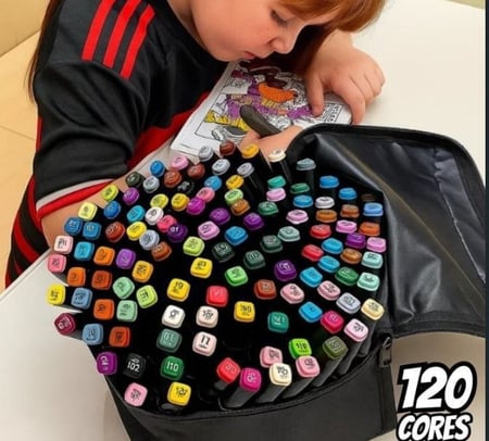 Conjunto Canetas Marcador Canetinha Ponta Dupla 120cores Kit