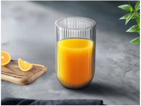 Jogo de Copos de Vidro 430ml 6 Peças Haus Concept Canelado