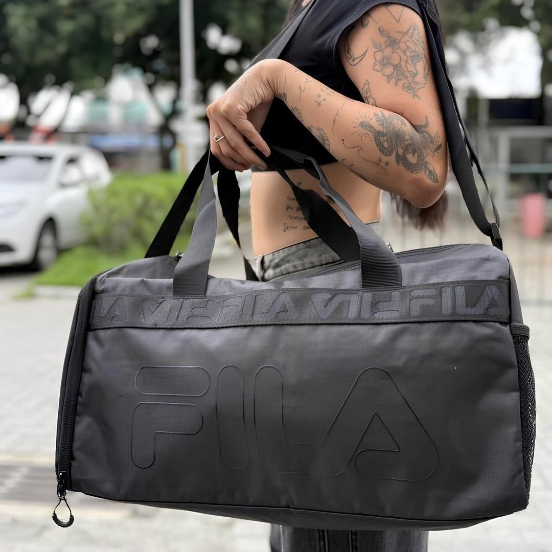 Bolsa Esportiva Masc/femi Sport Life Outline Poliéster Fila Preto Lisa