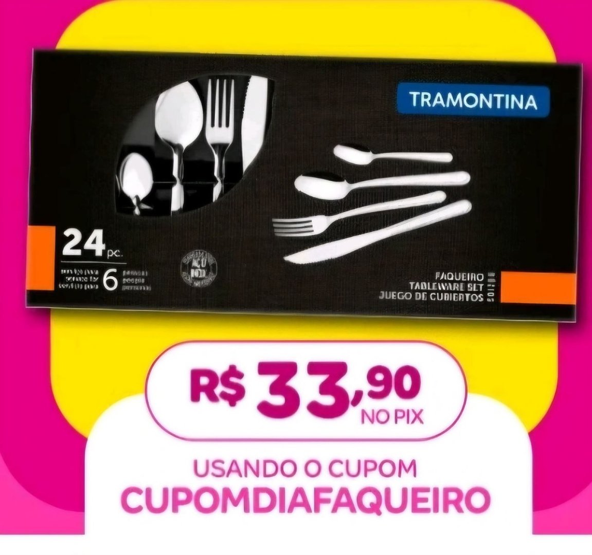 Jogo De Talheres Tramontina Colher Faca Garfo 24 Peças Búzios Inox Tramontina