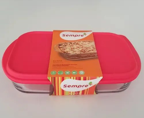 Assadeira de Vidro Sempre Retangular c/ Tampa 4L