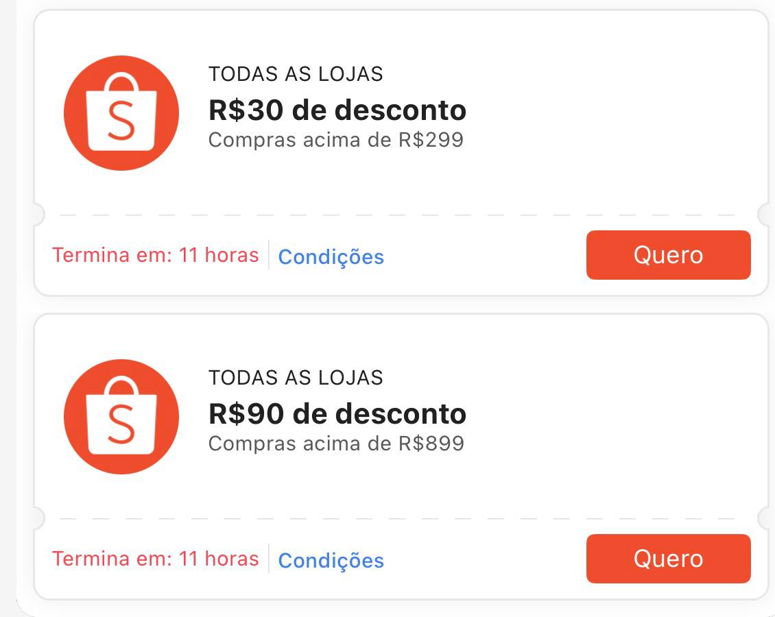 Cupons Mega Quinta - Shopee