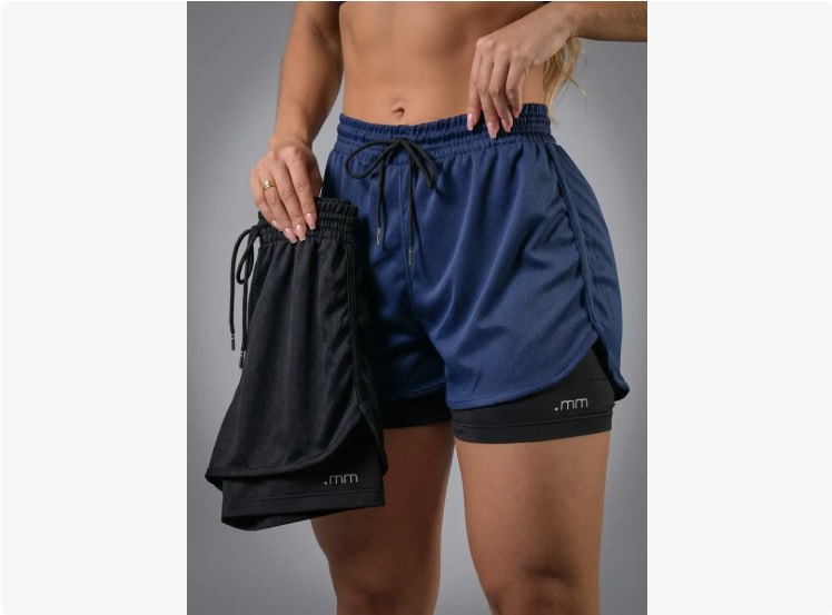 Kit 2 Short Duplo Compressão Fitness Bermuda Treino Feminino