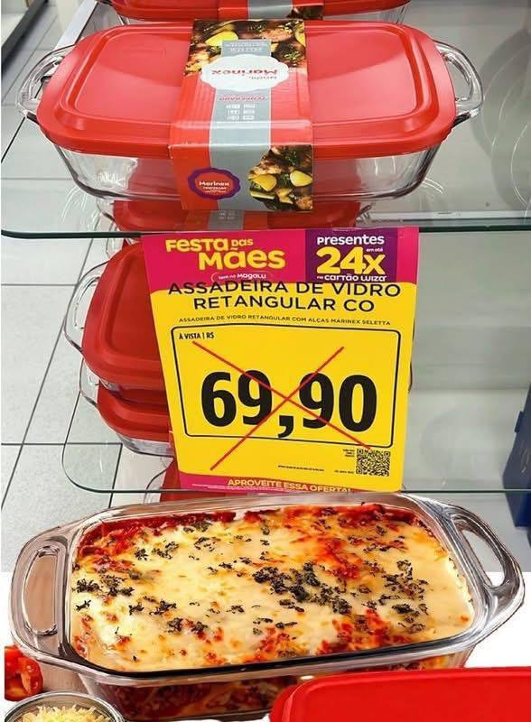 Assadeira de Vidro Retangular com Alças Marinex Seletta