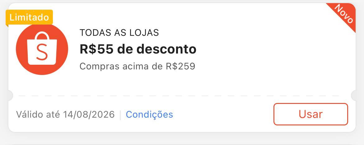 Cupom R$ 55 a partir de R$ 259 - Shopee