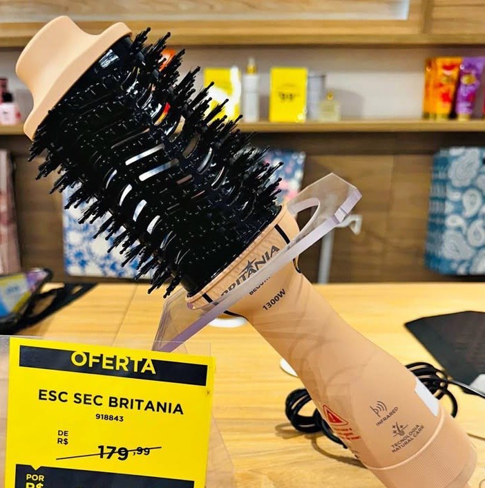 Escova Secadora Britânia Soft 1300W Luz Infrared Cerâmica Íons Turmalina 2 Velocidades  - ...