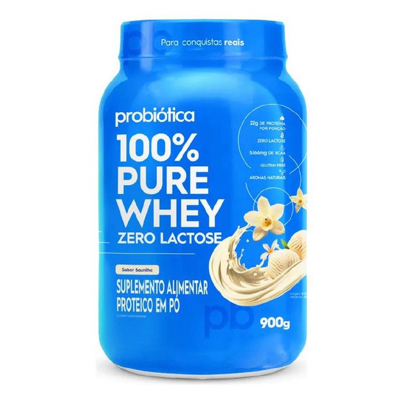 Suplemento Em Pó Probiótica Sem Lactose 100% Pure Whey Protein Sabor Baunilha Em Pote De 9...