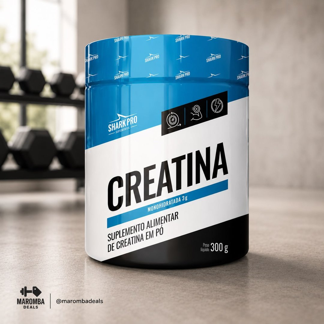 Creatina Pura 300g 100% Monohidratada - Shark Pro Sabor Natural