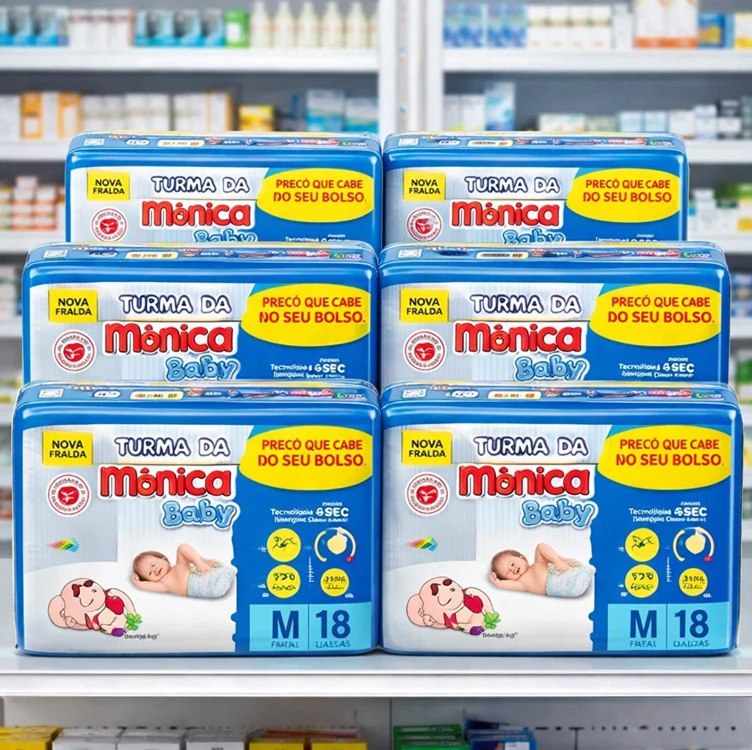 Fralda Turma da Monica Baby Jumbinho M 144 Unidades