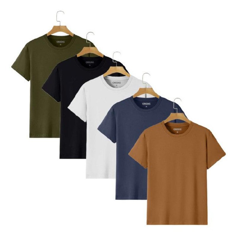 Kit 5 Camisetas Masculinas Básica Algodão Camisa Lisa Origns