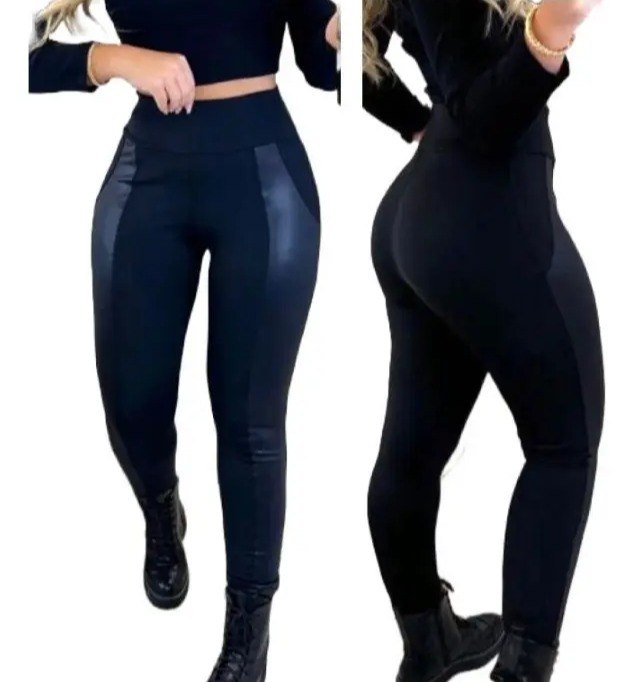 Calça Legging Montaria Flanelada Preta Tecido Premium - Tam. P ao GG