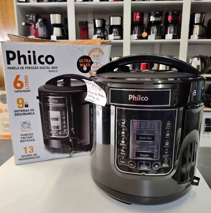 Panela de Pressão Elétrica 6L Philco Digital Timer Controle de Temperatura 1000W - 220v