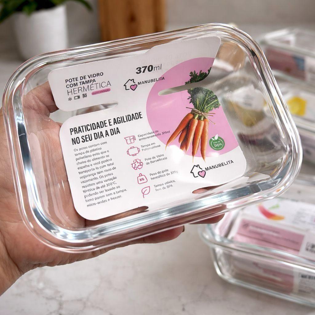 Kit 10 Potes Vidro 370ml Hermético Marmita Fit