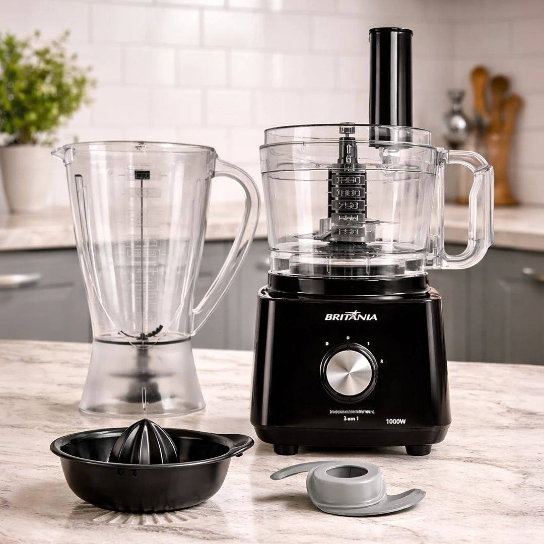 Multiprocessador britânia Bmp900 1000w 3 em 1 inox Preto