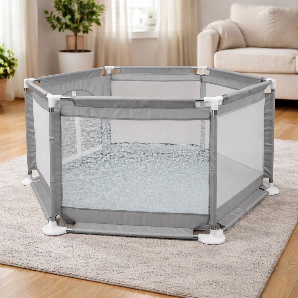 Atentu Cercadinho Para Bebê Chiqueirinho Criança Cor Cinza