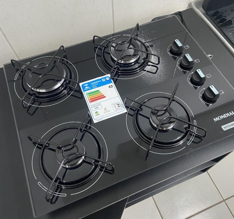 MONDIAL Cooktop a Gás, 4 Bocas, Preto/Inox, Bivolt - CTG-01