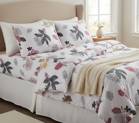 Jogo Lençol Casal 3pç 400 Fios Hipercal Conforto Macio Cor Floral Nude Desenho Do Tecido E...
