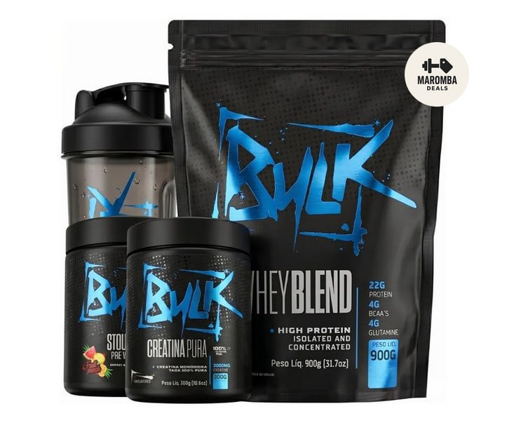 Kit Whey Protein Isolado + Creatina + Pré Treino + Shaker