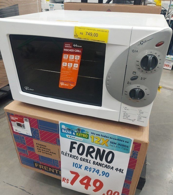 Forno Elétrico Fischer Autolimpante Grill 44L c/ Timer Branco - 110v
