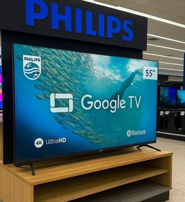 Smart TV 55" Philips Android 4K HDMI Bluetooth USB Google Assistant Comando de Voz