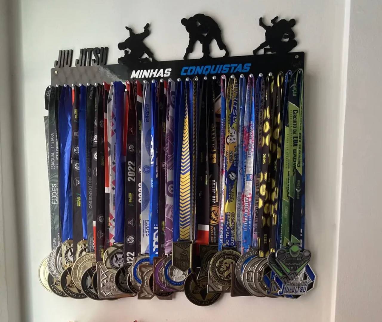 Medalheiro Jiu Jitsu Masculino 62cm Preto