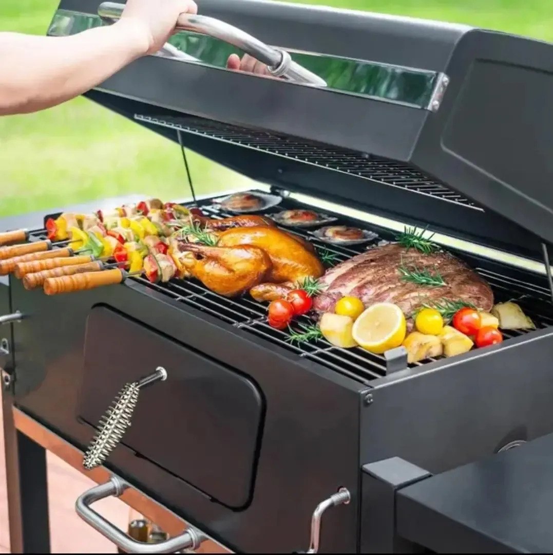 Churrasqueira Americana Gourmet Carvão Bafo Grelhas Rodas Preta