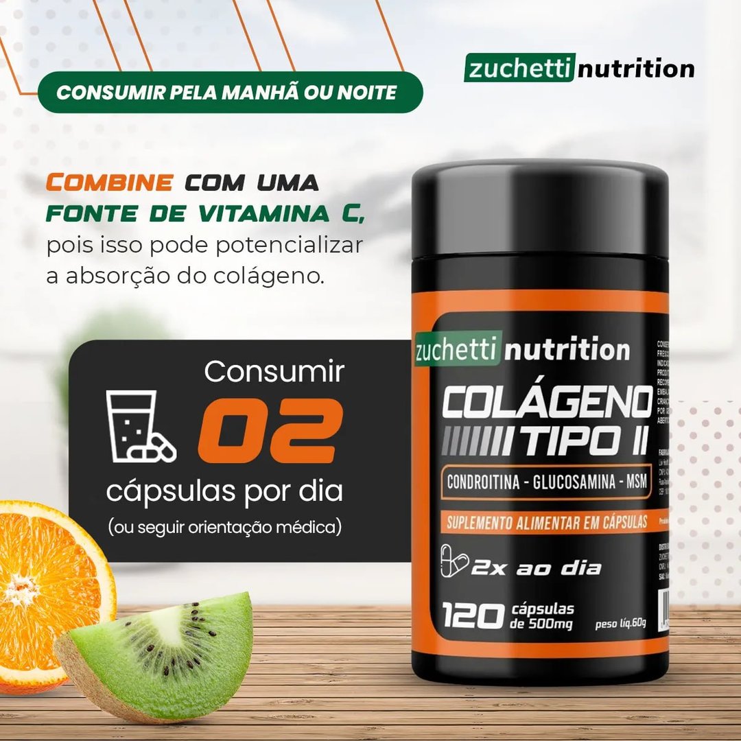 Glucosamina Condroitina Msm Colageno Tipo 2 Com 120 Cápsulas Sem Sabor